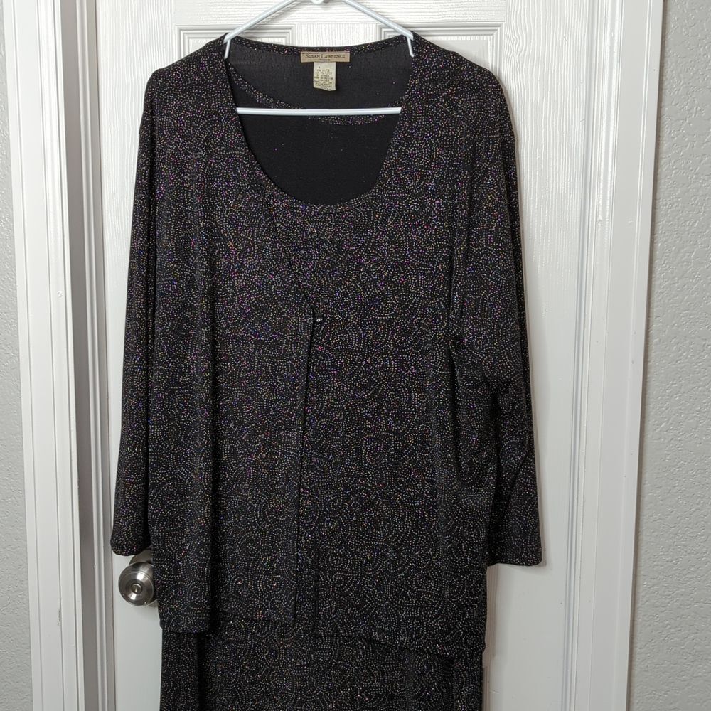 Susan Lawrence vintage long sparkly dress and jacket set size 1X